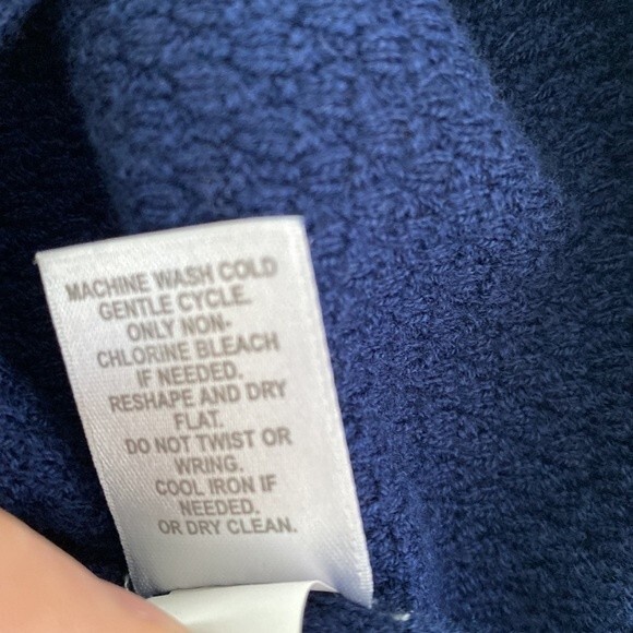 J Jill Navy Textured Waffle Knit Long Sleeve Tunic Top Crew neck Side Slit Soft - Picture 8 of 13